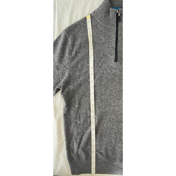 3-29 QI CASHMERE Men's Henley Sweater 100%Cashmere Gray S - Picture 15 of 16